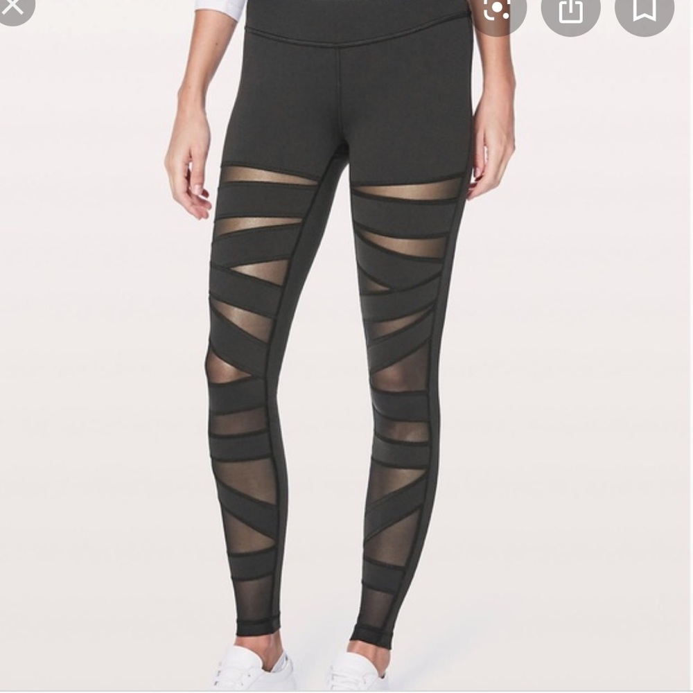 High waisted black mesh leggings